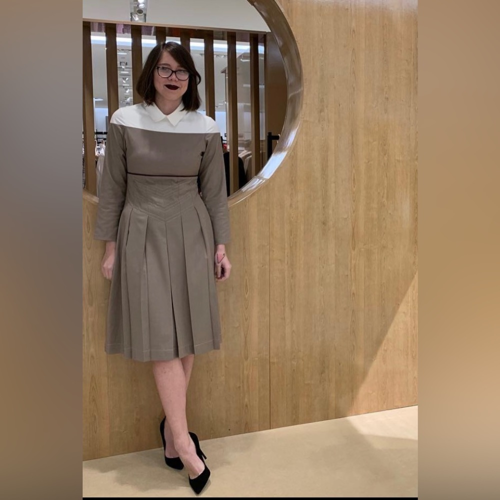 Fendi 2018 two tone pleated dress